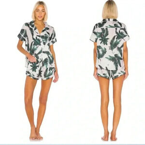 Revolve Plush Short Pajamas Pink Jungle Tropical Size S
